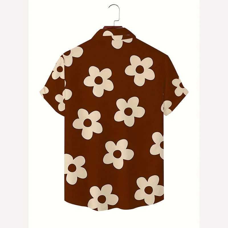 Casual shirts voor heren Nieuwe Hawaiiaanse shirts 3D -print Flower Fashion Korte mouw Cool Streetwear Shirts Mens Summer Aloha Shirt Casual Graphic Tops 240424