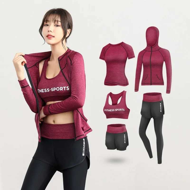 Tracksuits voor dames sportset sportkleding dames gym gym lente lopende vrije tijd snel drogen vijf delige beginner mode yoga set 240424