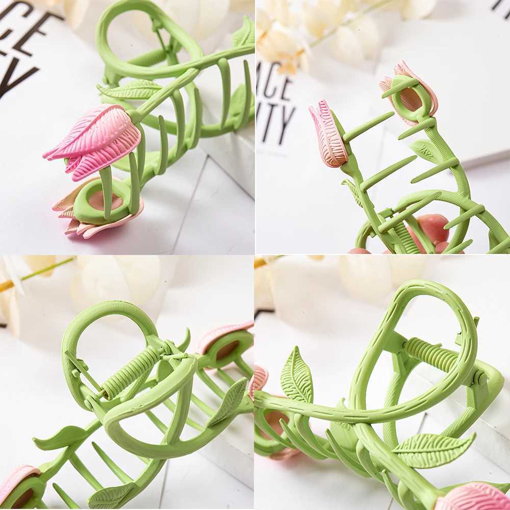 Zaciski Kobiety Tulip Flower Hair Clips Słonefrower Metal HairPins Makiup Hair Styl