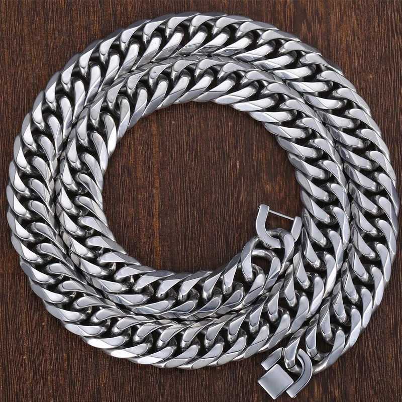 Strängar herrhalsband rostfritt stål långt halsband Hip Hop Cuban Link Mens halsband smycken Mens tillbehör grossist 240424