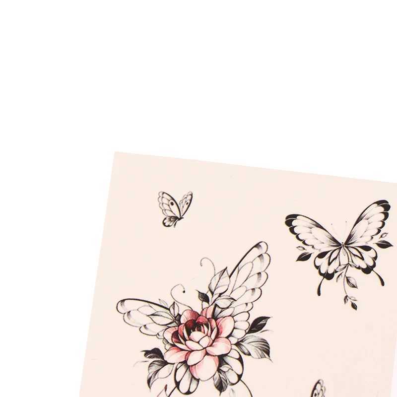 Transfert de tatouage étanche des autocollants de tatouage temporaire papillon rose kawaii transfert flash tatouage femme coulle de manche art de la main de la main faux hommes 240426