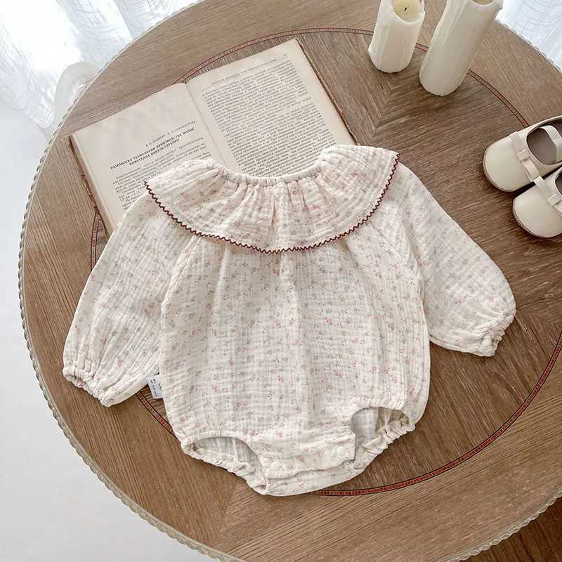 rompers new Spring baby bodysuit girls sweet cotton yarn زهرة واحدة