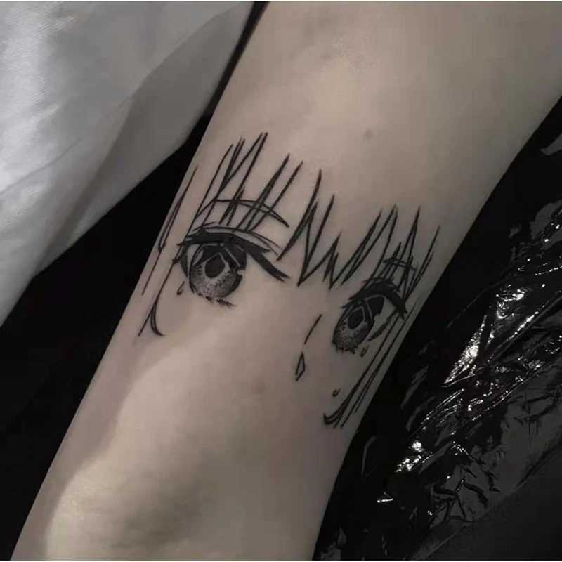 Tatuaggio trasferimento di cartone animato ragazza impermeabile tatuaggio temporaneo tatuaggio femminile nero bella ragazza braccio fiore arte arte tatuaggio tatuaggio tatuaggio tatuaggio 240426