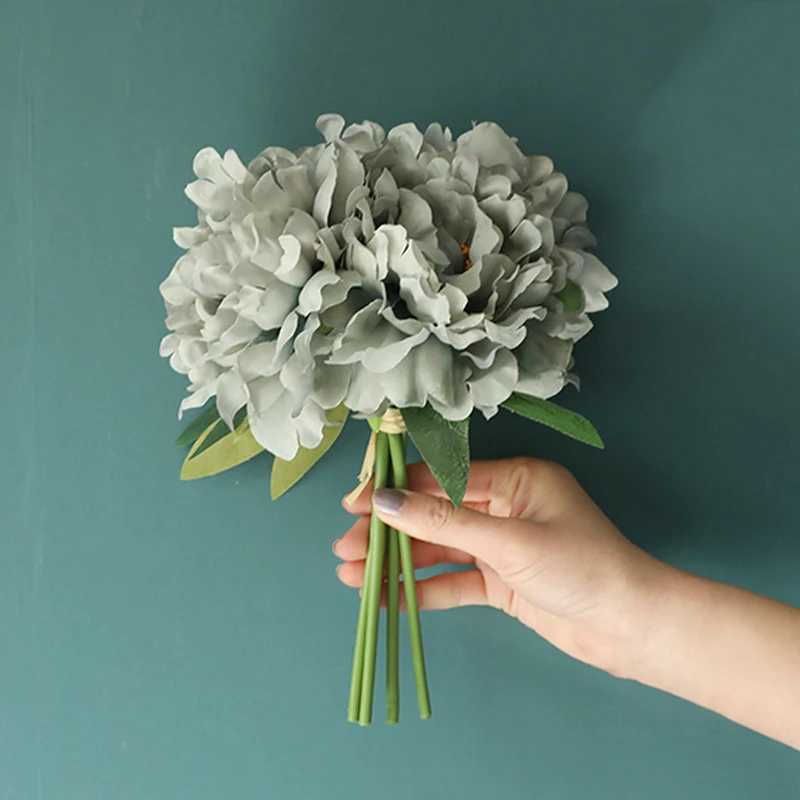 Getrocknete Blumen künstliche Blume Peony Simulationsstärke künstliche Hortensie gefälschte Blume Home DIY Dekoration Hochzeit Halten Blumen