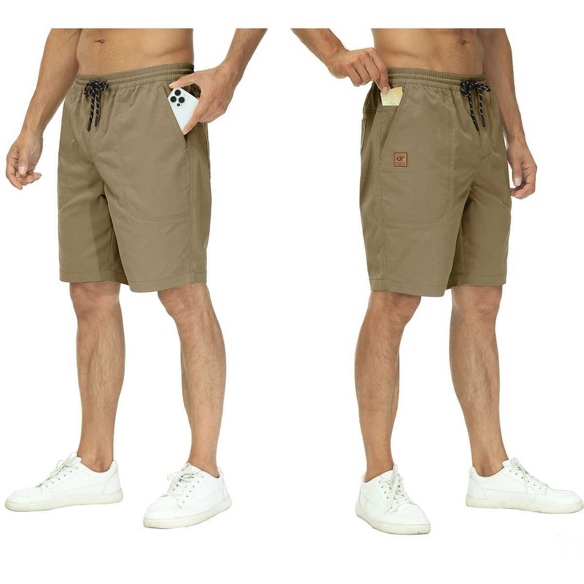 Mäns shorts Sommarmens Solid Shorts Lätt andas snabbt torra atletiska byxor med 5 fickor av hög kvalitet elastisk midja strandshorts D240426