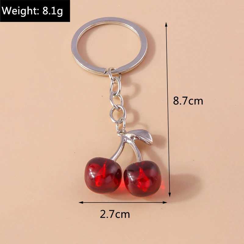 Keychains Lanyards Fashion Fruit Cherry Keychain för bilnyckel souvenir gåvor för kvinnor män handväska hängen nyckelar diy smycken tillbehör