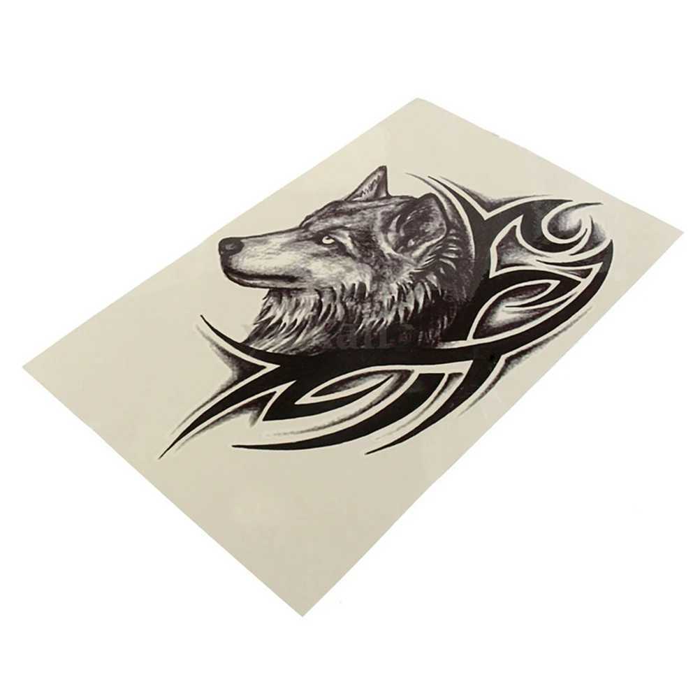 Tatuering överföring Howling Wolf Arm Leg Hand Back Body Chest Temporary Tattoo Man Body Art Sticker 240426