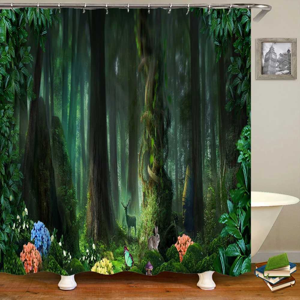 Shower Curtains Fantasy Fairy Tale Forest Scenery Printing Shower Curtains Bathroom Curtain Frabic Waterproof Polyester Bath Curtain