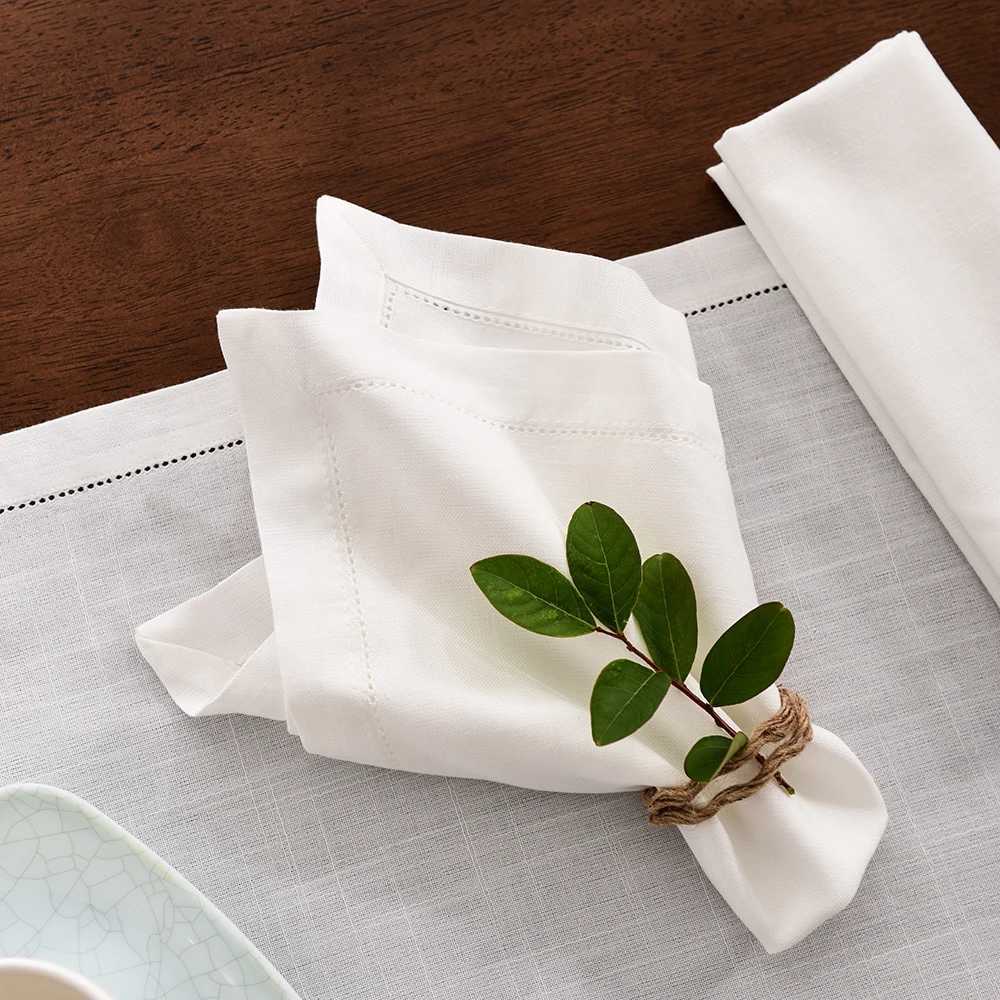 Tableau de table 12 morceaux de nappe de fête en lin serviettes de napteaux de mariage en lin tissu tissu 4 tailles 240426