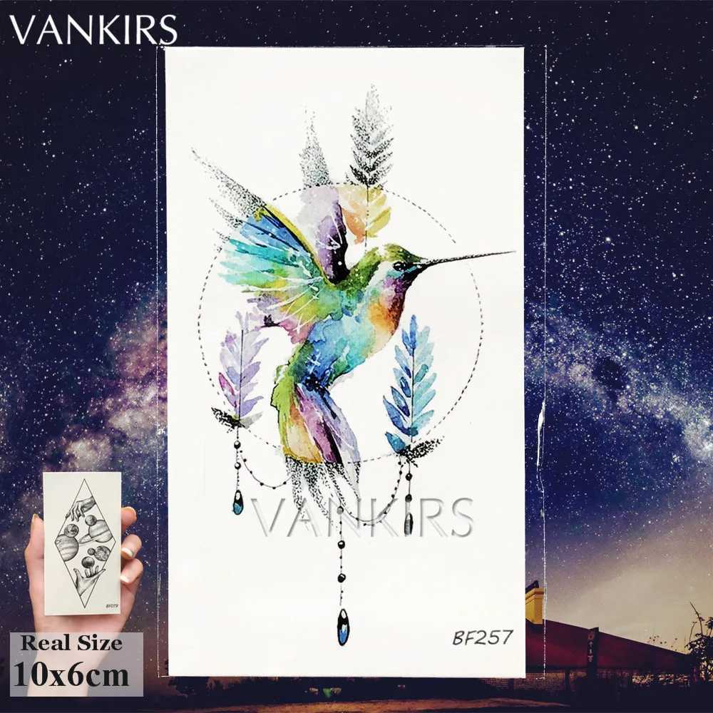 Transfert de tatouage Aquarement flash flash temporaire colibri de tatouage Femmes Dragonfly Birds Art Tatoos imperméable Faux de peinture de bricolage Autocollant Tattoos 240426