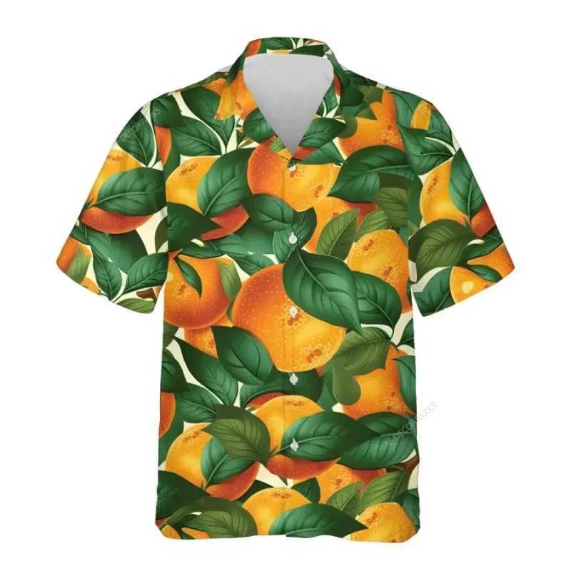 Men's Casual Shirts 3d Printed Strawberry Kiwifruit Hawaiian Shirt Men Tropical Fruits Summer Beach Aloha Shirt Button Down Short Sleeve Blouse Tops 240424