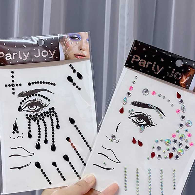 Tatouage transfert de paillettes de paillettes bijoux autocollant face bijoux en diamant maquilleur art eyeliner temporaire tatouage bady maquillage outils de maquillage ramines 240426