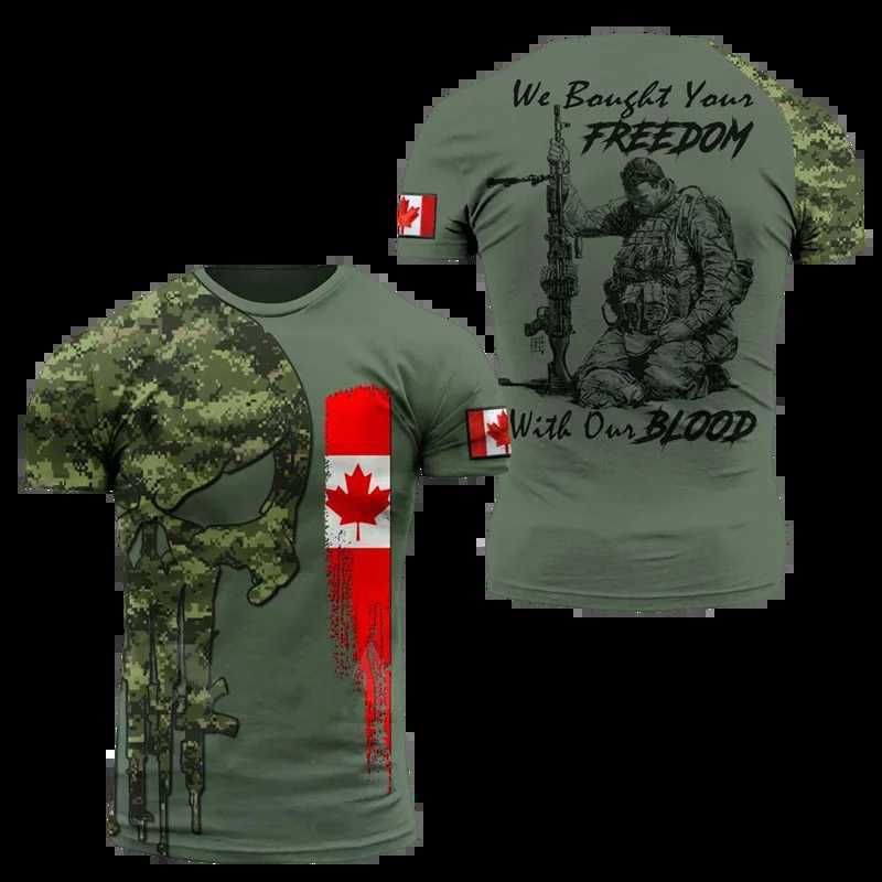 Taktyczne koszulki 3D kanadyjskie kamuflaż wydrukowane męskie T-sens armia bojowa wojskowa kamuflaż kanadyjski żołnierz T-shirt beżowy pola krótkie rękawy 240426