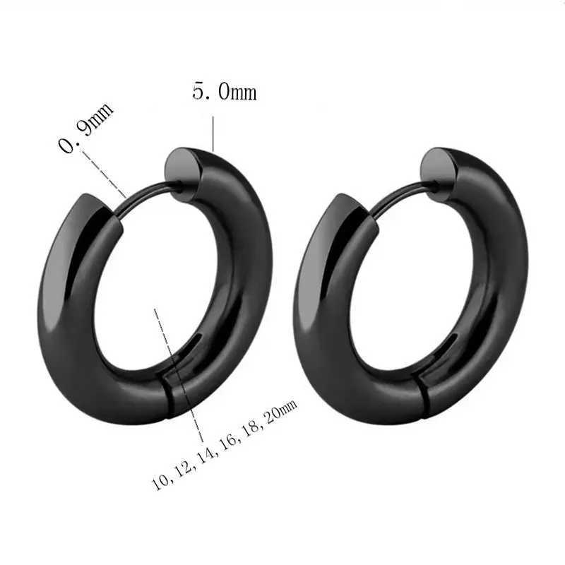 Étalon en acier inoxydable 10/12/14/16/18/20 mm Boucle d'oreille chunky pour femmes hommes cercle boucles d'oreilles rond