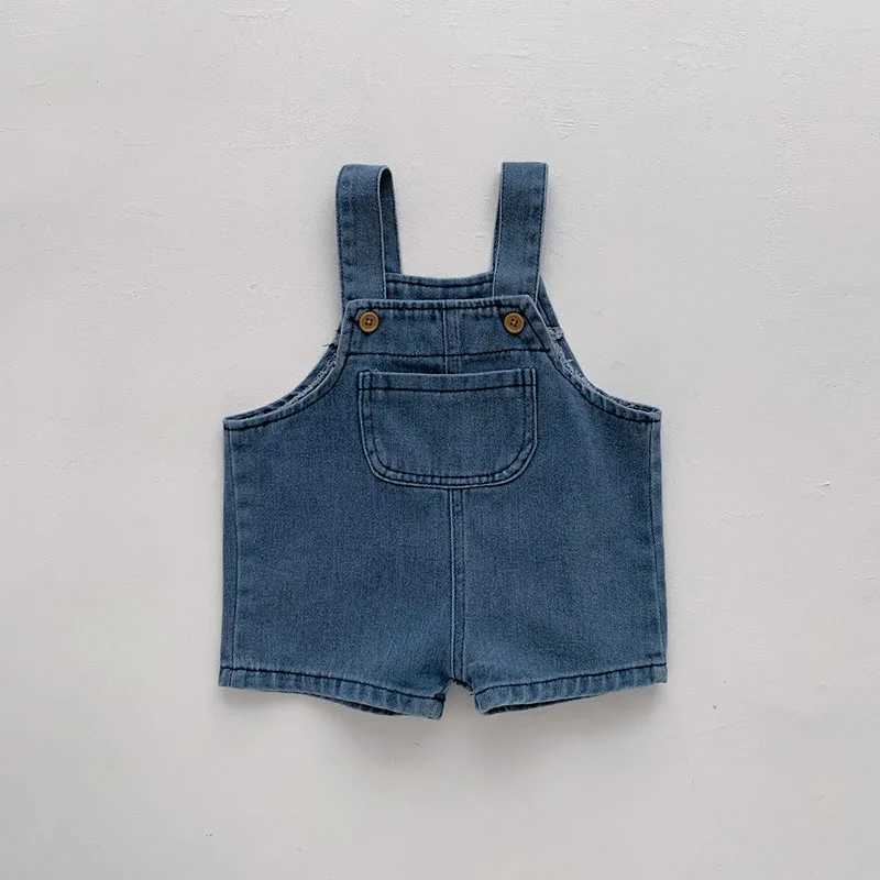 Kledingsets 2024 Summer Toddler Baby Clothing Set Girls T-shirt Pak Infant Solid Tee en Denim Algemene Shorts Boys Outfit H240426