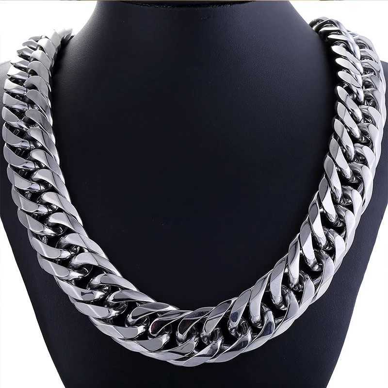 Strängar herrhalsband rostfritt stål långt halsband Hip Hop Cuban Link Mens halsband smycken Mens tillbehör grossist 240424