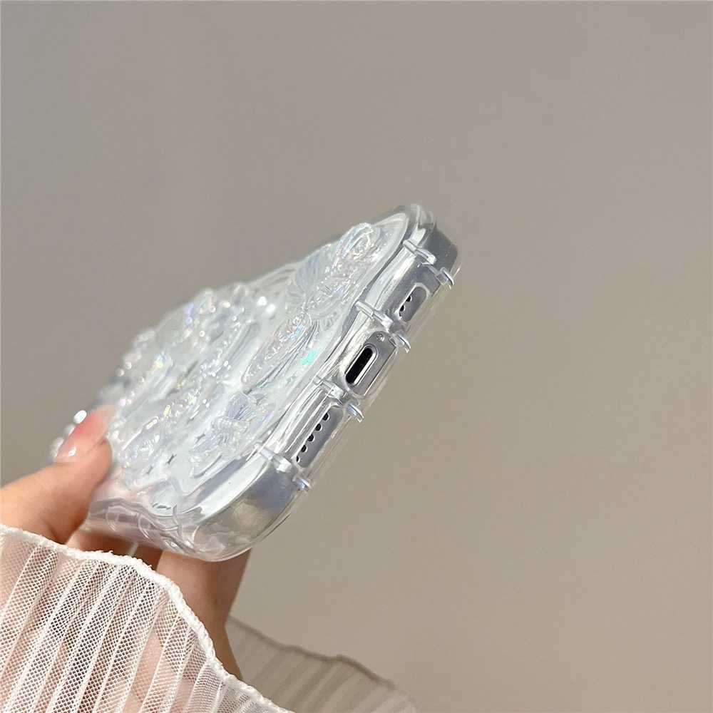 Casi di telefonia cellulare 3D Crystal Crystal Sparkling Case trasparente Adatto iPhone 15 14 Plus 13 12 11 Pro Max XR XS XS Max Sparkling Star Cap J240426