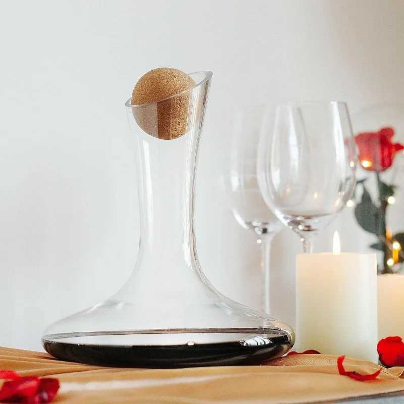 Strumenti da bar BTAT-XL Decanter con supporto asciugatura e tappo da 60 once 1800 ml e perline di vino vino in vetro in vetro a mano 240426