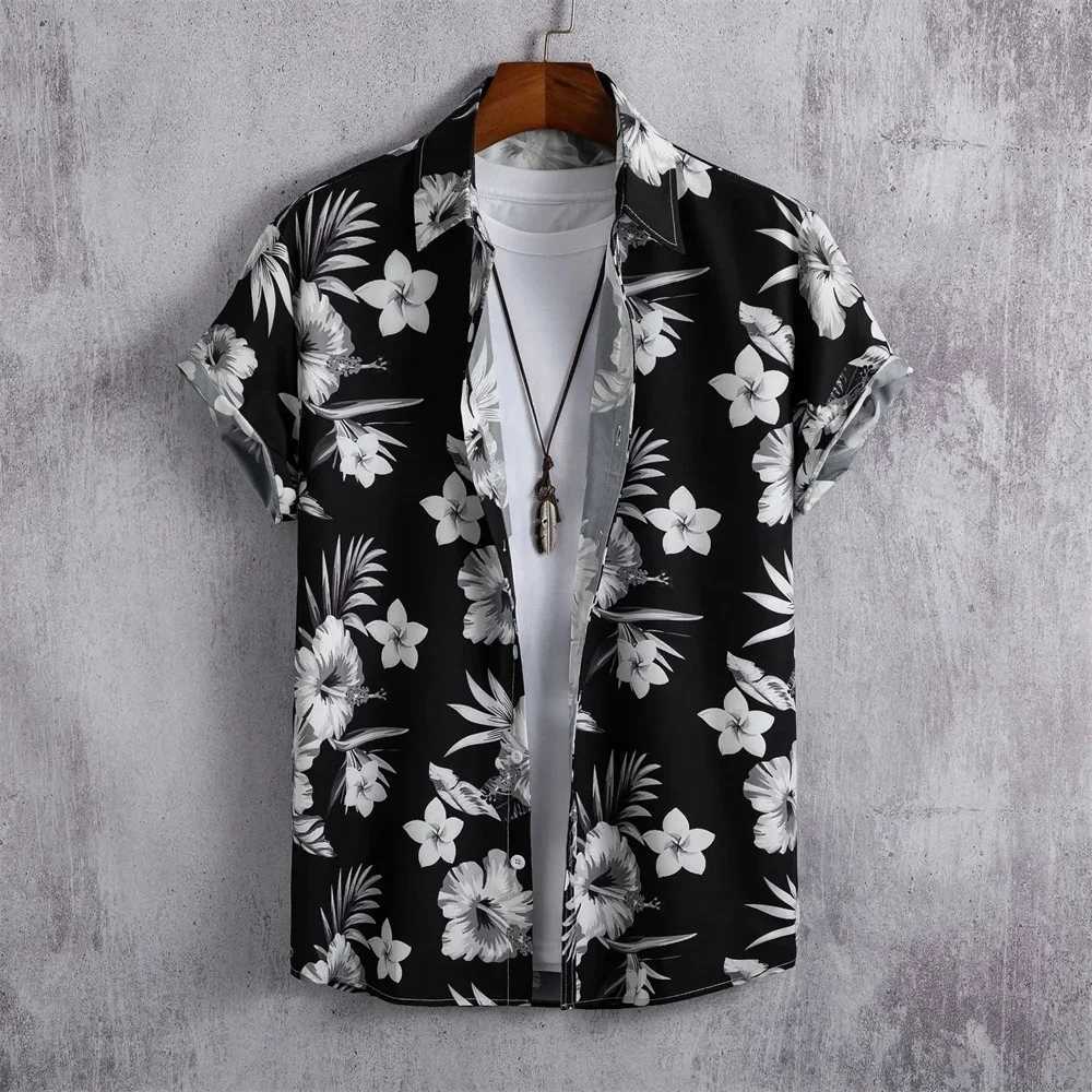 남성용 캐주얼 셔츠 하와이 남성 셔츠 짧은 소매 3D 프린트 셔츠 남자 해변 블라우스 복고풍 패턴 알로하 셔츠 여름 패션 탑 240424