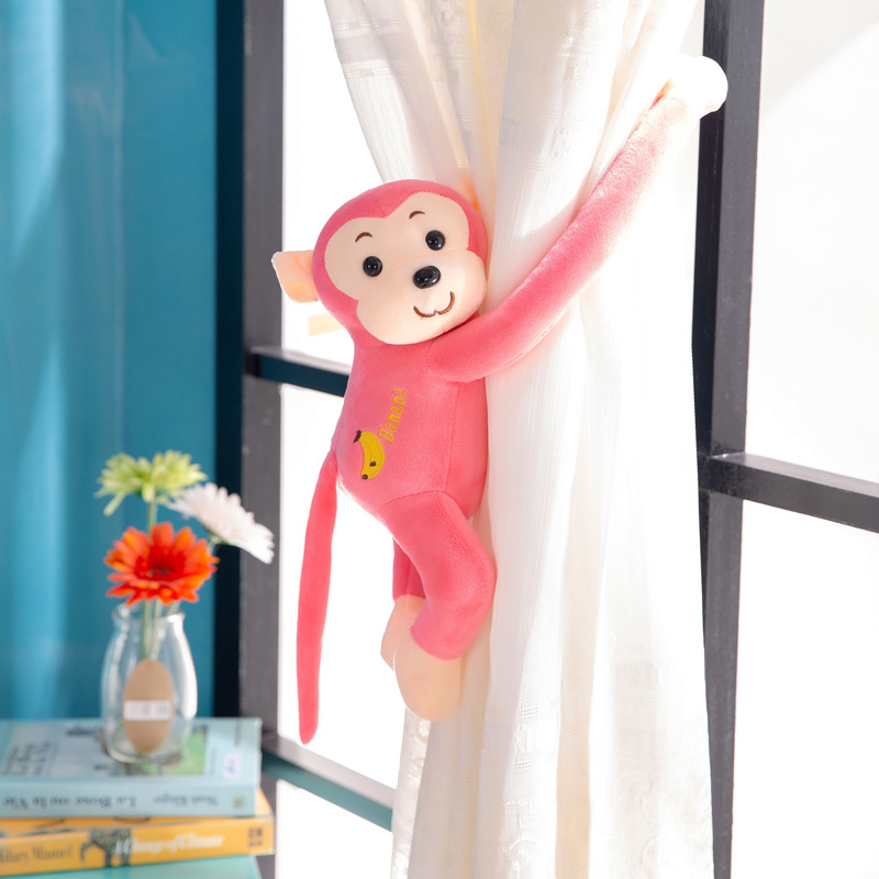 Little Monkey Doll Cute Long Arm Plush Toy Doll Bundled with Curtains, Children's Electric Car, Anti Collision Head Doll