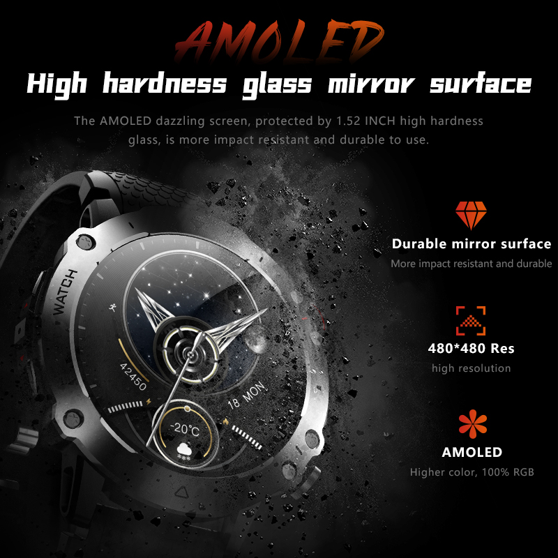 JS1 Sport Smart Watch 1,52 pouces AMOLED Metal Case Rock Solid Bluetooth Call Health Monitor Sports Modes GPT NFC Smartwatch WearFit Pro