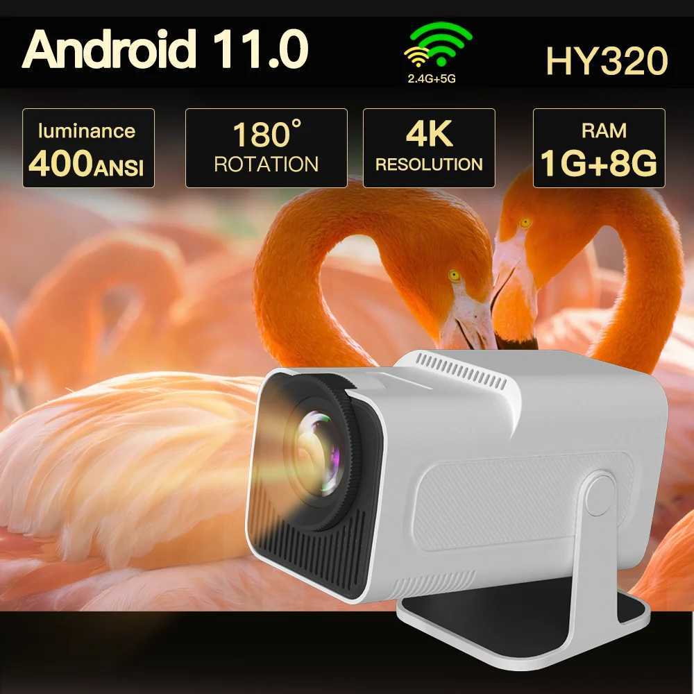 Projectoren HY320 Lyncast Smart Projector Dual WiFi6 400ansi BT5.0 Automatische correctie1920 1080P Full HD 4K Outdoor Home Video Mini Project