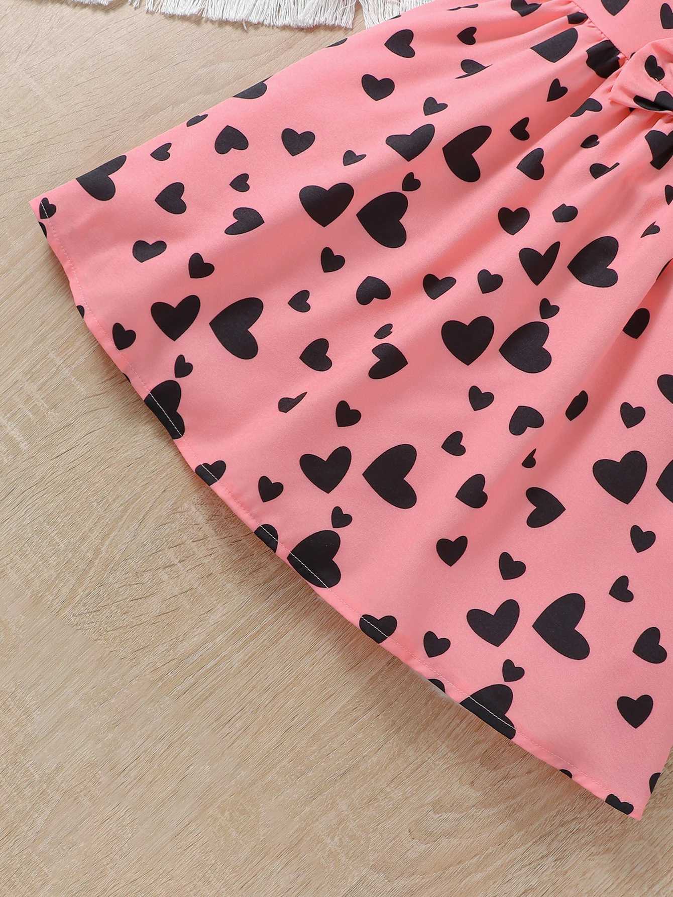 فساتين الفتاة Evryday Toddler Girls Love Heart Print Oclessess Dress مع زخرفة Bowknot مطابقة قبعة للحفلات Summerl2404