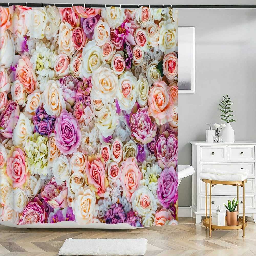 Shower Curtains Plant butterfly flowers shower curtain waterproof polyester fabric bath curtain floral home decor curtains for bathroom