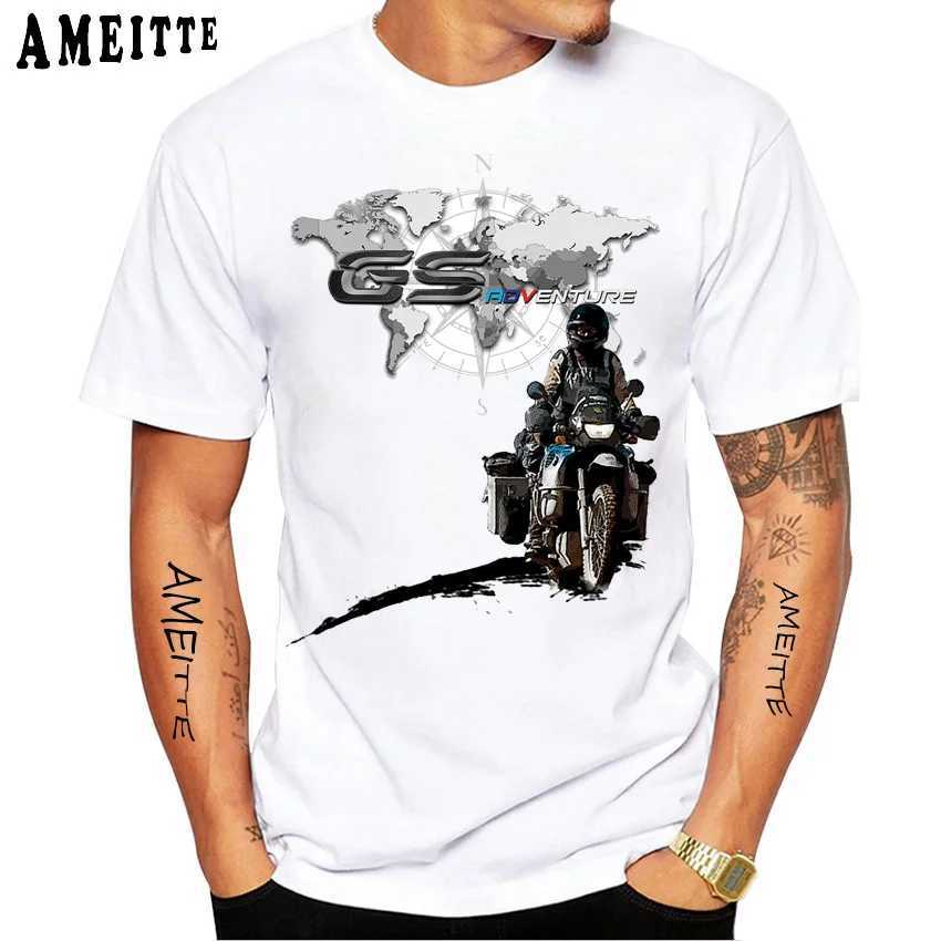 T-shirts voor heren IAM A GS Overlander T-shirt Ride Avontuur Travel T-shirt Nieuwe Summer Men Korte Slve White Casual Tops Moto Boy TS T240425