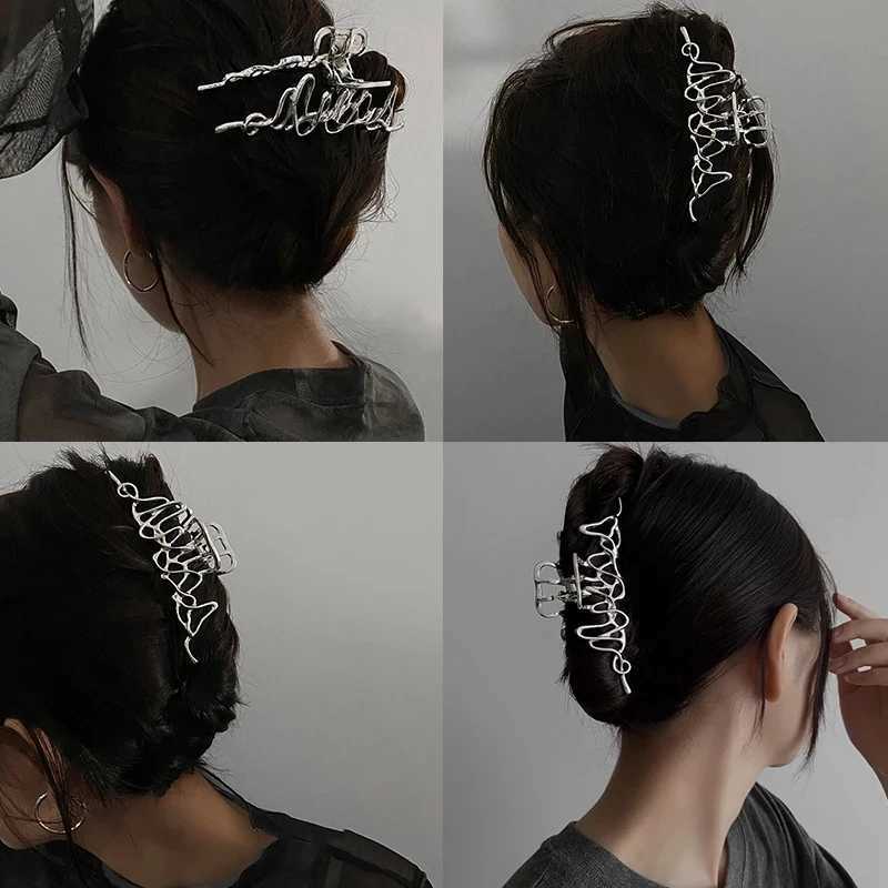 Klemmen Mode unregelmäßige Metallhaarklauen Vintage Haarklammern Krabben Haarnadel einfache geometrische Barrettes -Stirnband Haarzubehör Kopfbedeckung Y240425