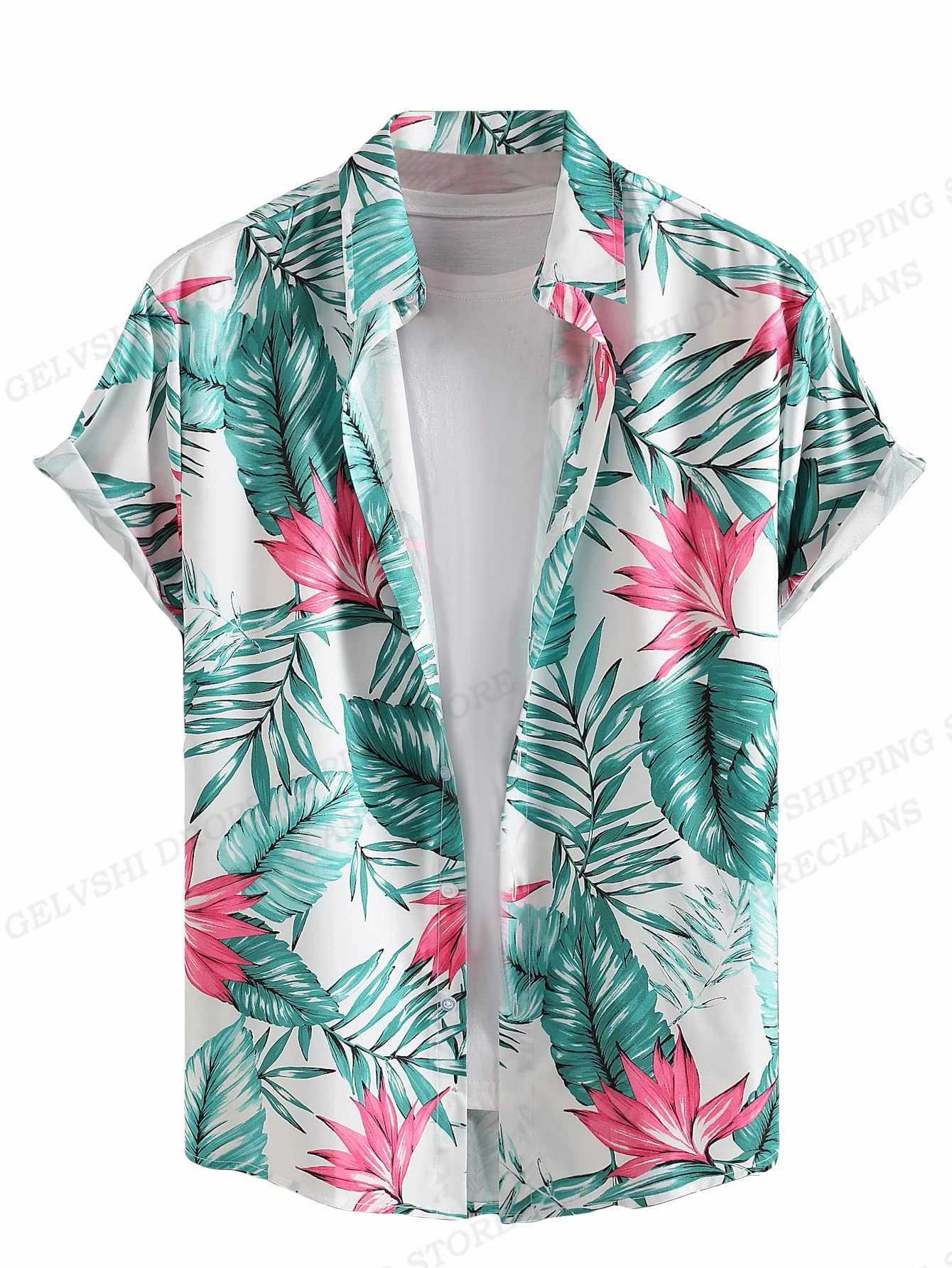 Chemises décontractées pour hommes chemises florales chemises de mode masculines vocation de camp de camp de plage Cuba Shirt Turn-down Aloha Mens Vêtements 240424