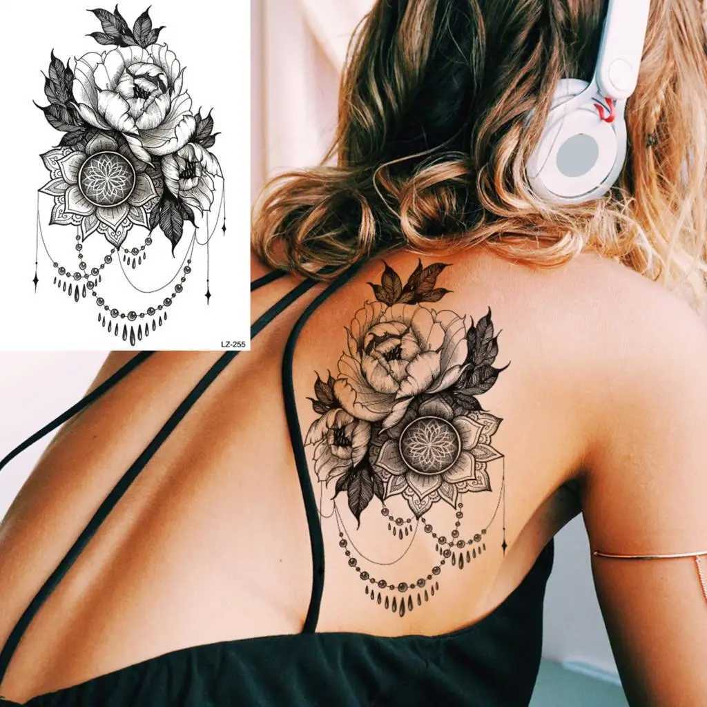 Tattoo Transfer Black Gangster Skeleton Vampire Halloween Temporary Tattoos For Women Realistic Punk Girls Skull Fake Tattoo Sticker Arm Tatoos 240426