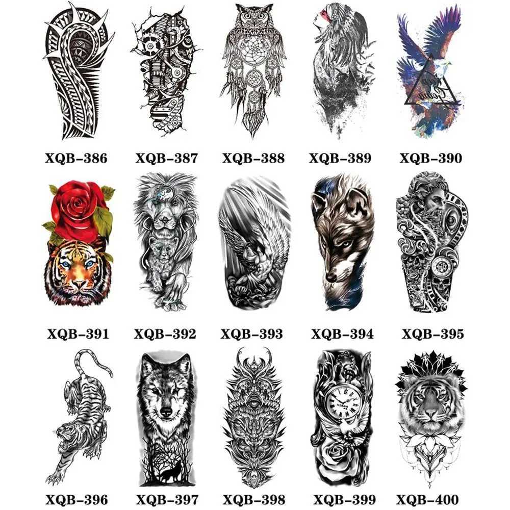 Transfert de tatouage Halloween Skull Tatouages temporaires pour femmes hommes 3d Pirate Captain Lion Warrior Evil Joker Gangster FaTTOO Stickers 240426