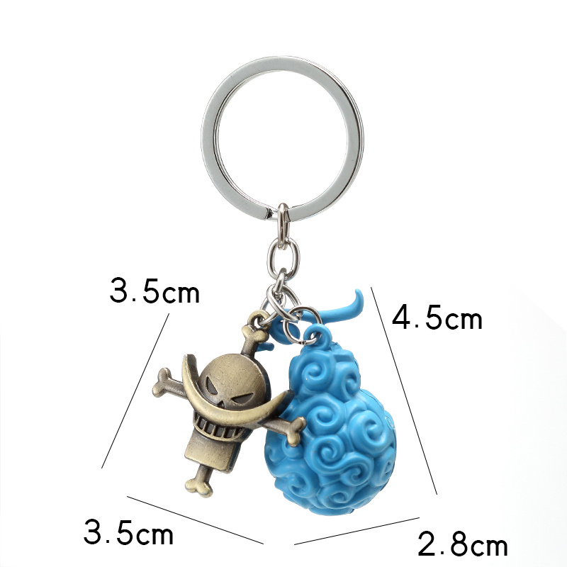 Один кусок ключей Luffy Ace Law Law Devil Fruit Key Chains Metal Chaveiro Keyring Trinket Anime Toys Подарки для друзей