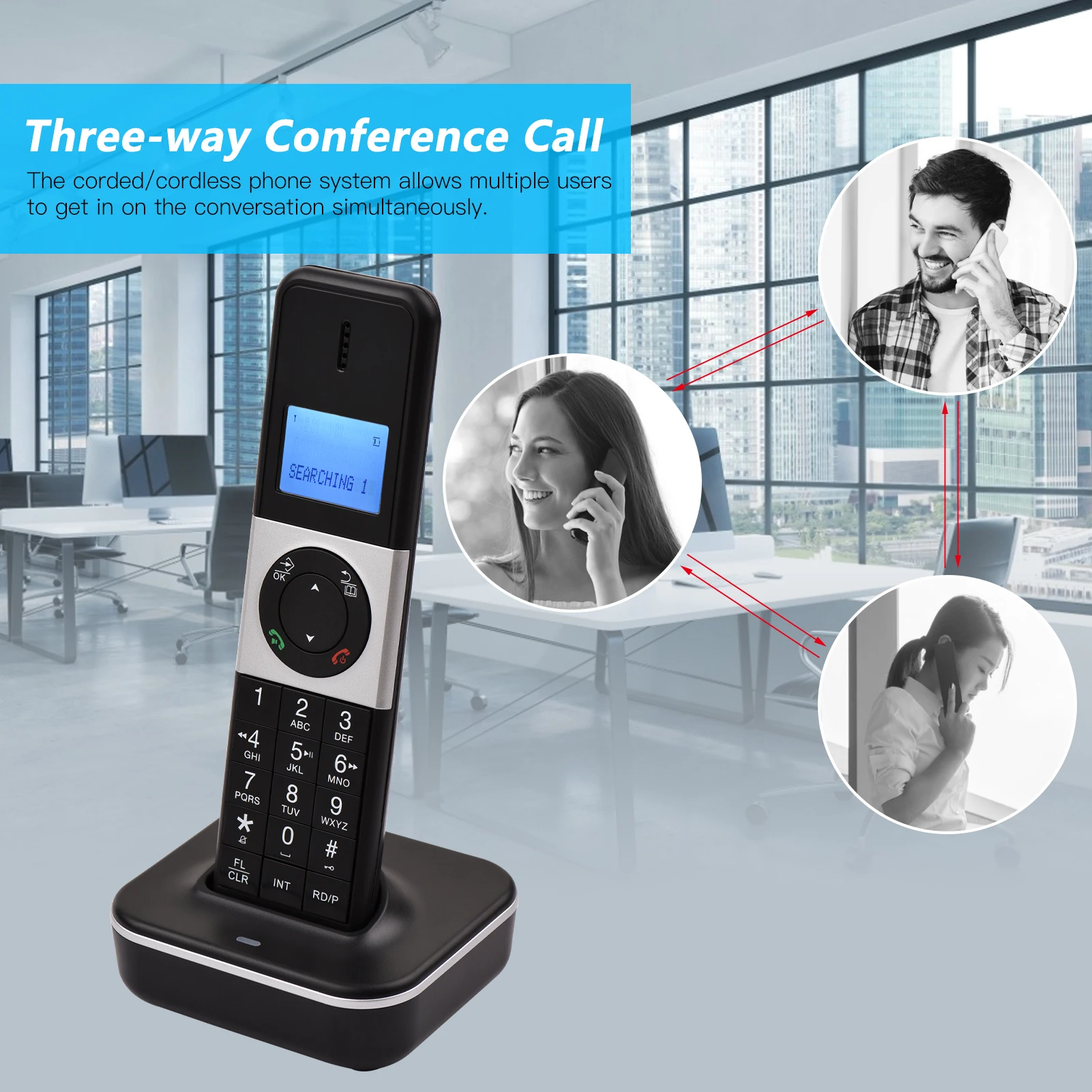 Accessori D2002 TAM Sistema telefonico con cavo/cordless espandibile TAM con ID chiamante/telefonata di chiamata e portatile 8 lingue ufficio