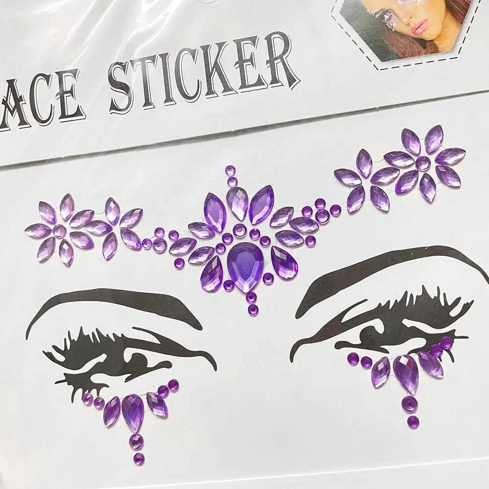 Transfert de tatouage 3D Sexy Face Autocollants de tatouage pour les enfants Party Masquerade Party Acrylique Glitter Rigonge Tatouage temporaire Femme Bijoux de visage DIY 240426