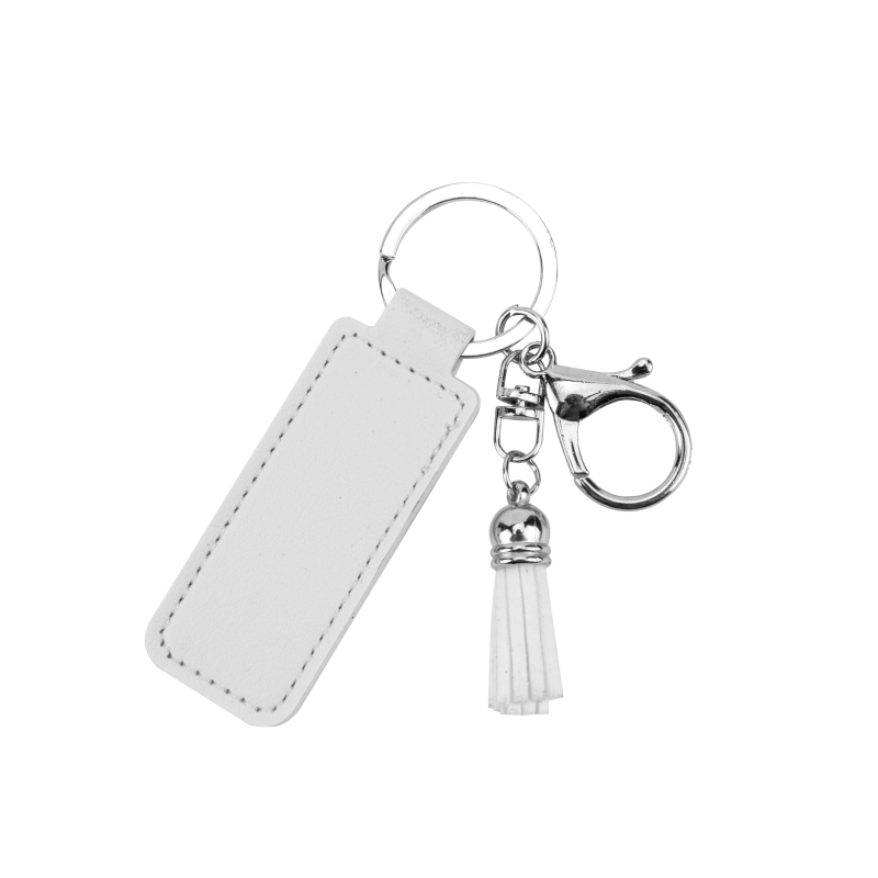 DIY PU leather fringe key chain Simple business small gift Metal pendant car key chain logo accessories