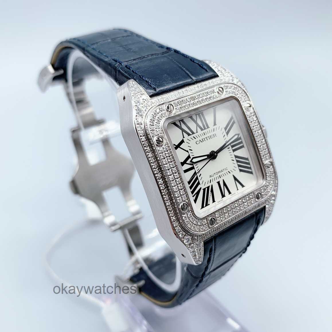 Cadran fonctionnant les montres automatiques Carter Sandoz Precision Steel Diamond Mechanical montre Womens W20106