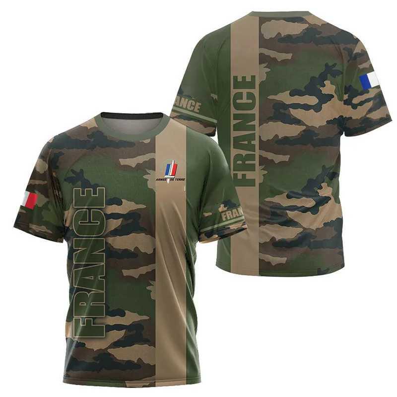 Taktische T-Shirts französische Armee Camo Herren T-Shirt Sturmteam Veteranen 3D Special Forces Kurzarm Taktische Hemd Herren Kleidung 240426