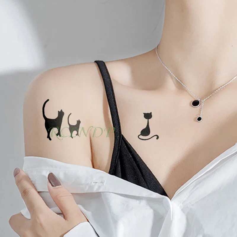 Tattoo Transfer wasserdichte temporäre Tattoo Aufkleber Katze Fuchs Tier Gefälschte Tatto Flash Tatoo Hals Rücken Fuß Schulter für Kinder Männer Männer 240426