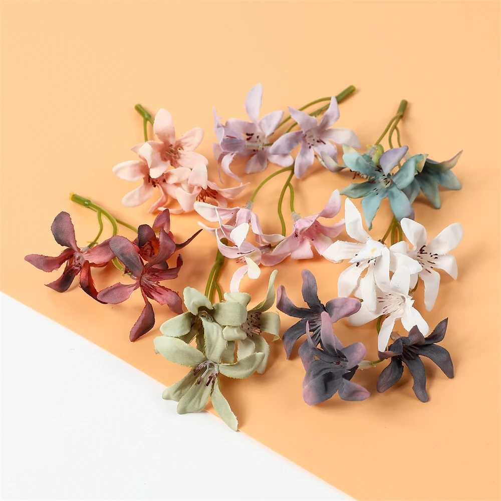 Getrocknete Blüten 10/künstliche Seidenblumen Kopfversteigerung Orchidee Magnolia Blume für Home Weihnachtsdekoration DIY Haarnadelzubehör