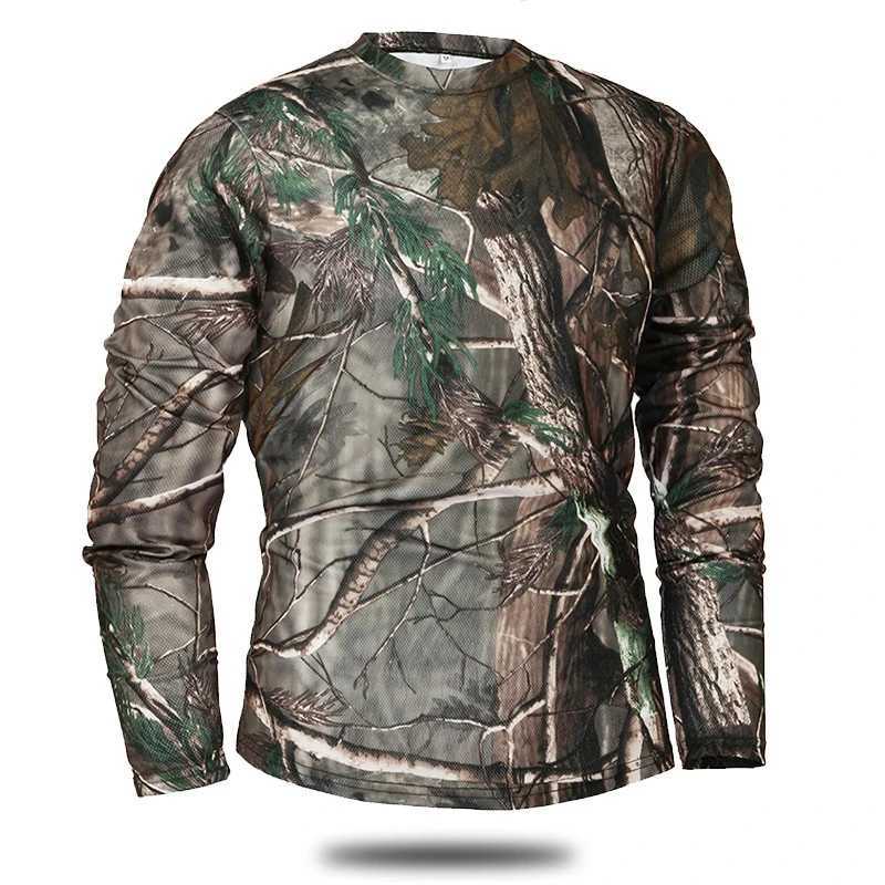 Tactische T-shirts handgeschilderde camouflagepatroon Casual T-shirt lange mouwen tactische camouflage t-shirt heren veer en herfst snel drogen T-shirt 240426