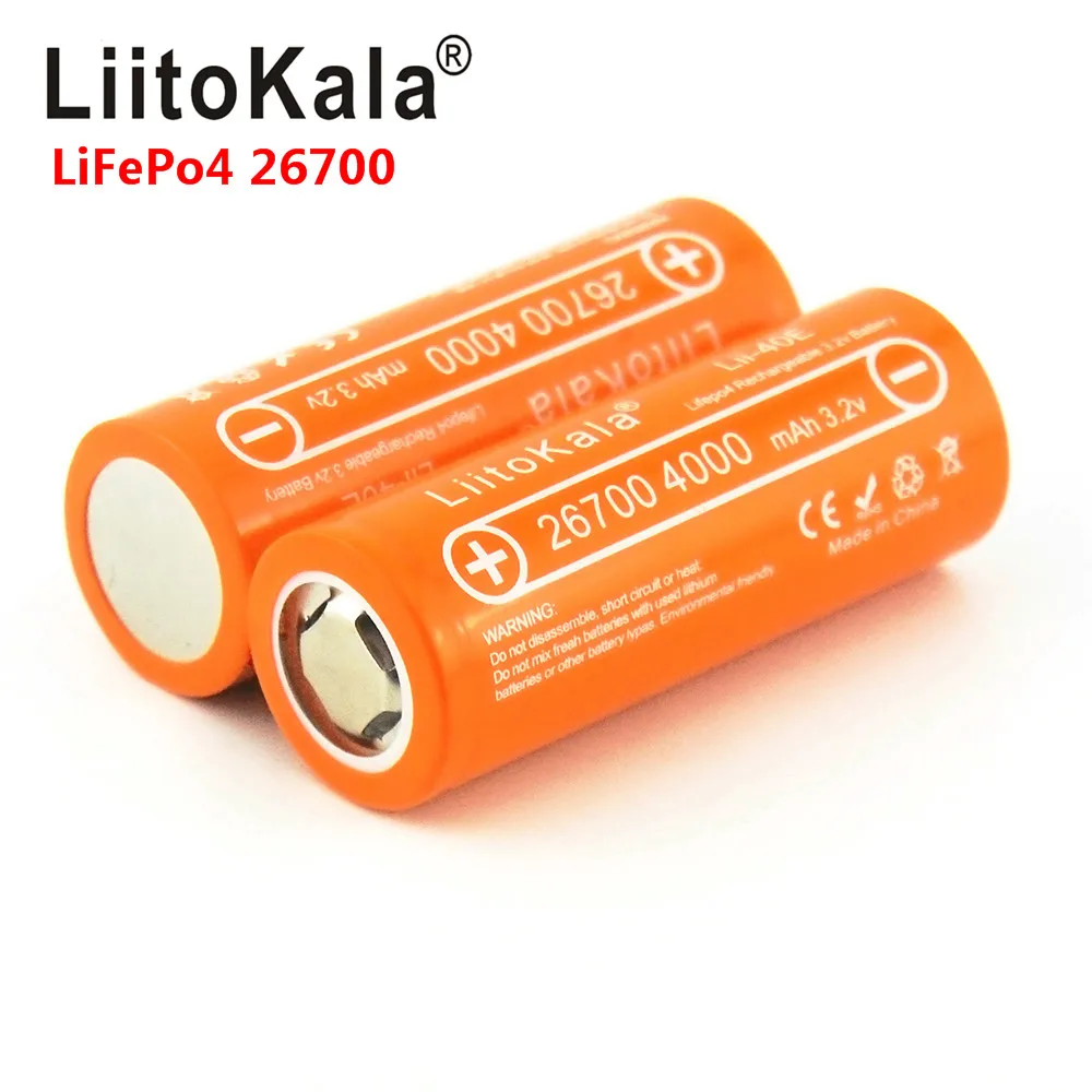 Liitokala lii-40e3.2v 26700 4000mah lifepo4 batterie rechargeable pour les microphones légers solaires légers au lieu de 26650