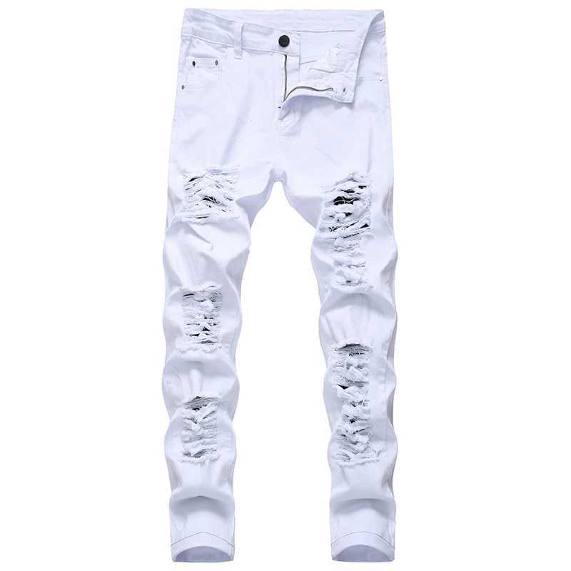 Jeans masculin en jean en détresse jeans en jean Hip Hop High Street Pantalons Brand Silk Straight Tear Pantal