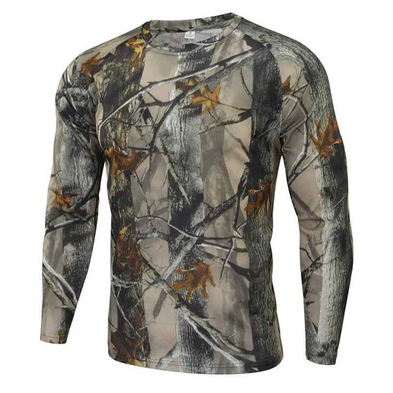 Tactical T-shirts Mens outdoor camouflage T-shirt quick drying long sleeved clothing for hiking military tactics hunting and camping new in 2022 240426