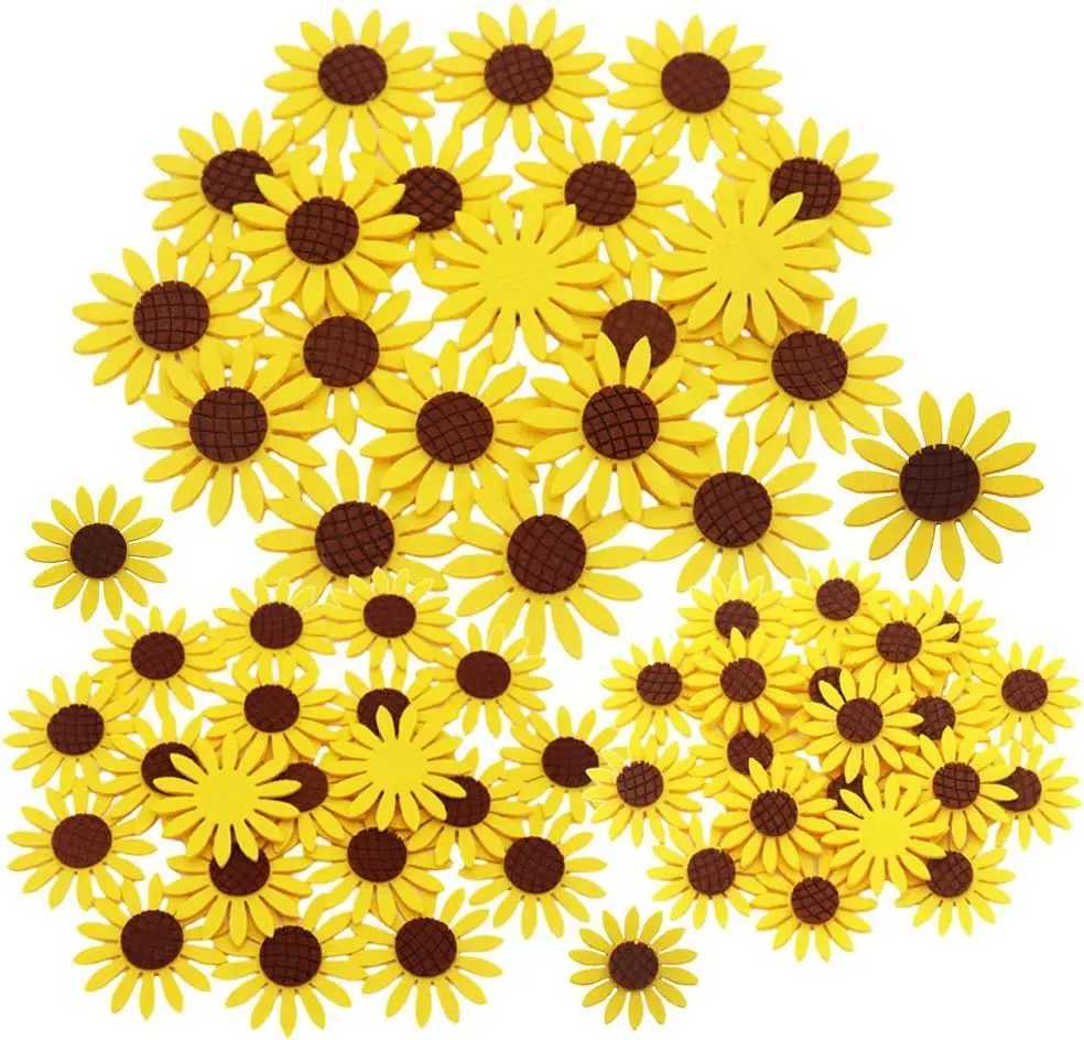 Tattoo Transfer Yellow Sunflower Applique Patch Felt Scrapbooking Non-woven Stickers for DIY HandCraft Making Clothes Sewing Decoration 240427