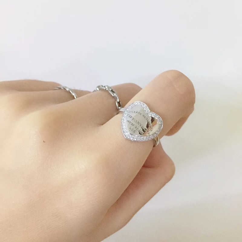 Women Band Tiifeany Ring Smycken S925 Sterling Silver Tie Edge Love Small Design Fashion Personality Present Girl Friend