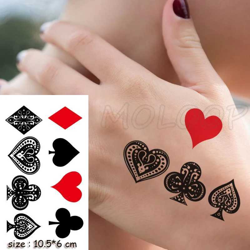 Tatuaggio tatuatore impermeabili di tatuaggi temporanei che giocano a carte da gioco tatuaggi tatuaggi di piccole dimensioni tatuaggi tatuaggi tatuaggi uomo femminile 240427