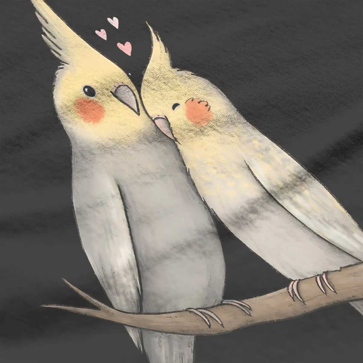 Kvinnors t-shirt cockatiel cuddle tshirt för flickor papegoja fåglar pet y2k ts harajuku damer polyester t shirt mjuk grafik t240425