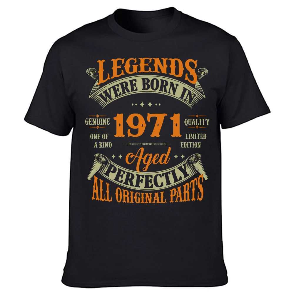 Мужские футболки 52-летняя подарочная ретро-легенда, родившаяся в 1971 году для печатных футболок мужская одежда с коротки